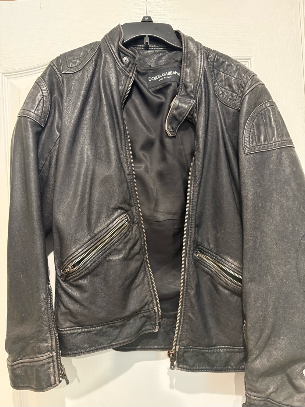 Dolce & Gabbana Men's Black Leather Moto Jacket